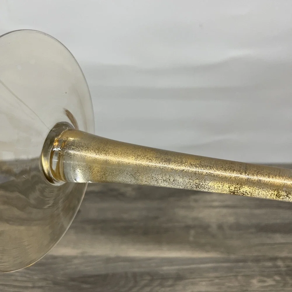 Vintage Amber Gold Art Glass Tall Stem Hurricane Candle Holder 19
